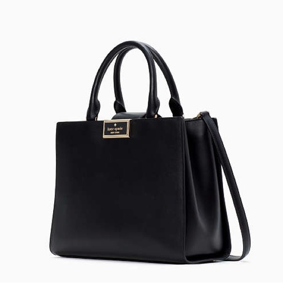KATE SPADE Classic Neutral Black Smooth Leather Reegan Satchel Top Handle Bag - Picture 17 of 17